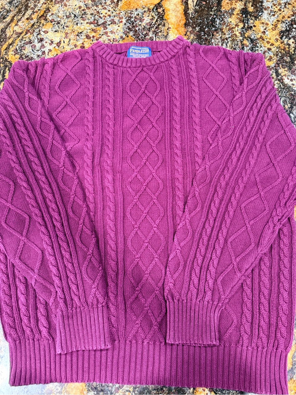 Pendleton Cable-Knit Sweater in Berry Purple